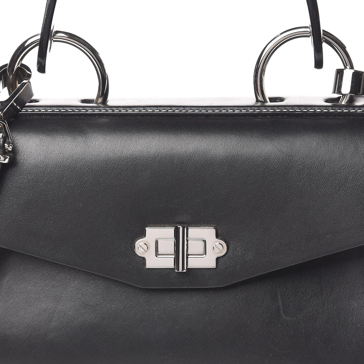 Smooth Calfskin Small Hava Top Handle Bag Black