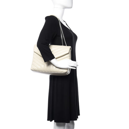 Saint Laurent Calfskin Y Quilted Monogram Medium Loulou Chain Satchel Crema Soft 2 of 10