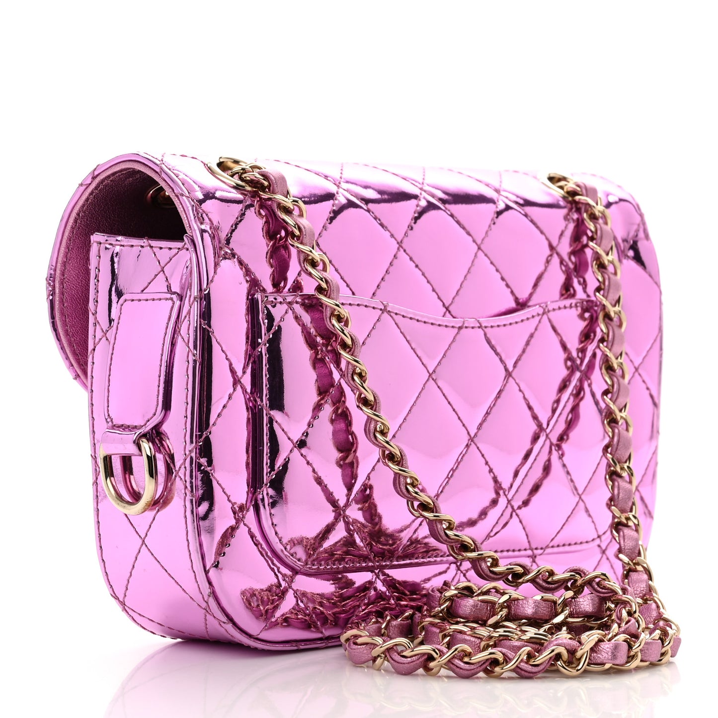 Mirror Calfskin Metallic Calfskin Quilted Hollywood Boulevard Mini Flap With Coin Purse Light Purple