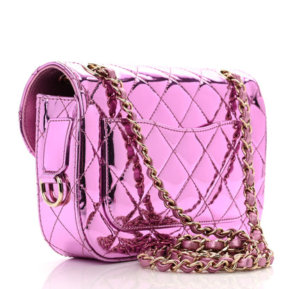 Chanel Mirror Calfskin Metallic Calfskin Quilted Hollywood Boulevard Mini Flap With Coin Purse Light Purple 4 of 11