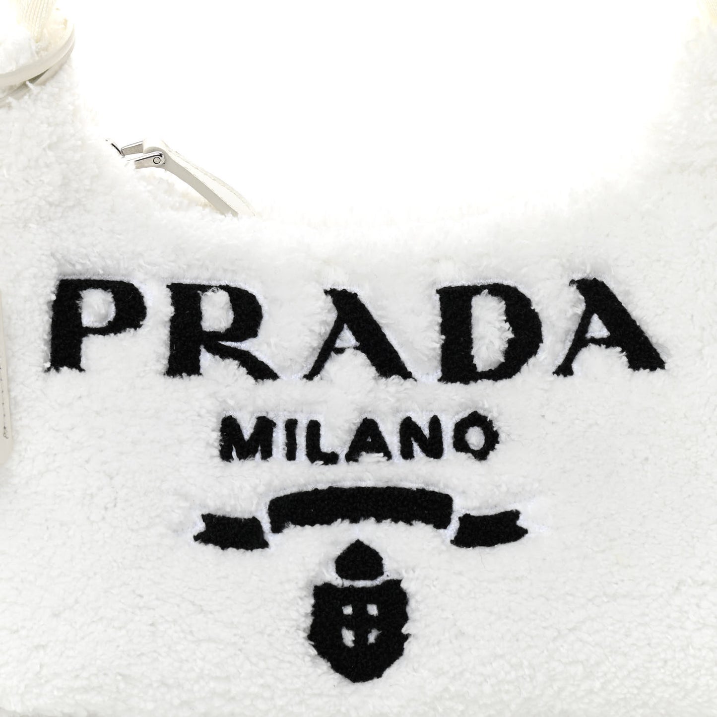 Terry Cloth Mini Re-Edition 2000 Bag White Black