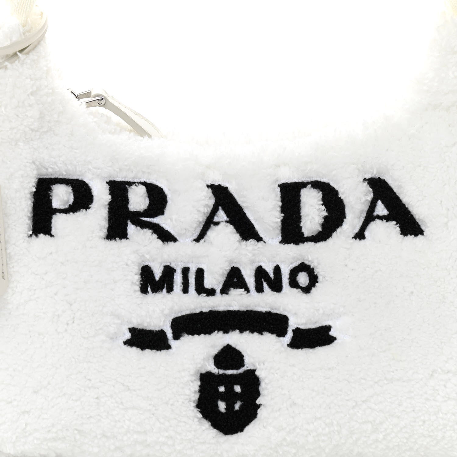 Prada Terry Cloth Mini Re-Edition 2000 Bag White Black 9 of 9