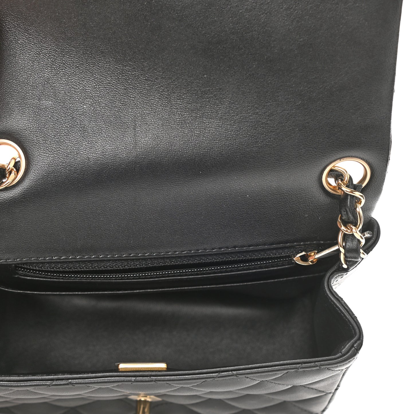 Lambskin Quilted Mini Square Flap Black