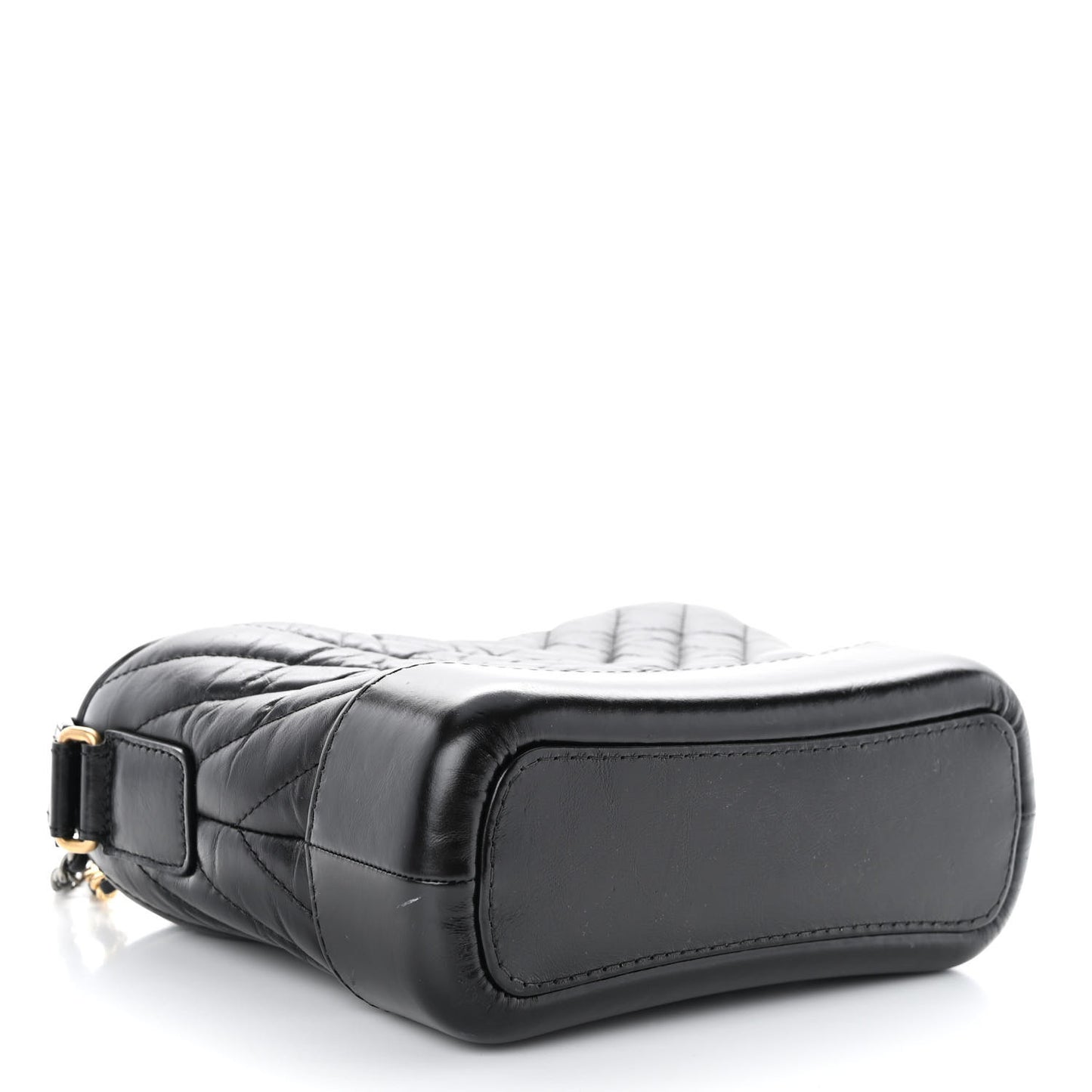 Aged Calfskin Chevron Quilted Small Gabrielle Hobo Black