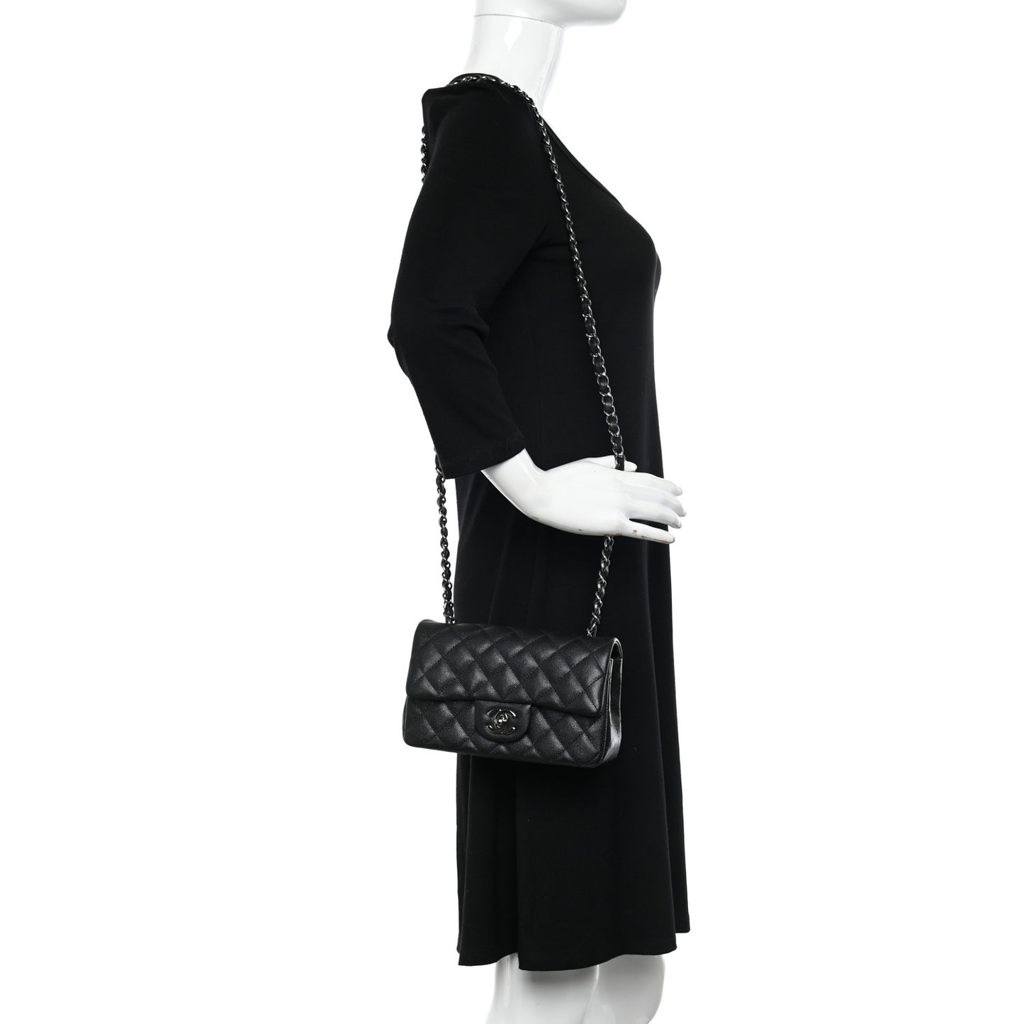 Caviar Quilted Mini Rectangular Flap Black