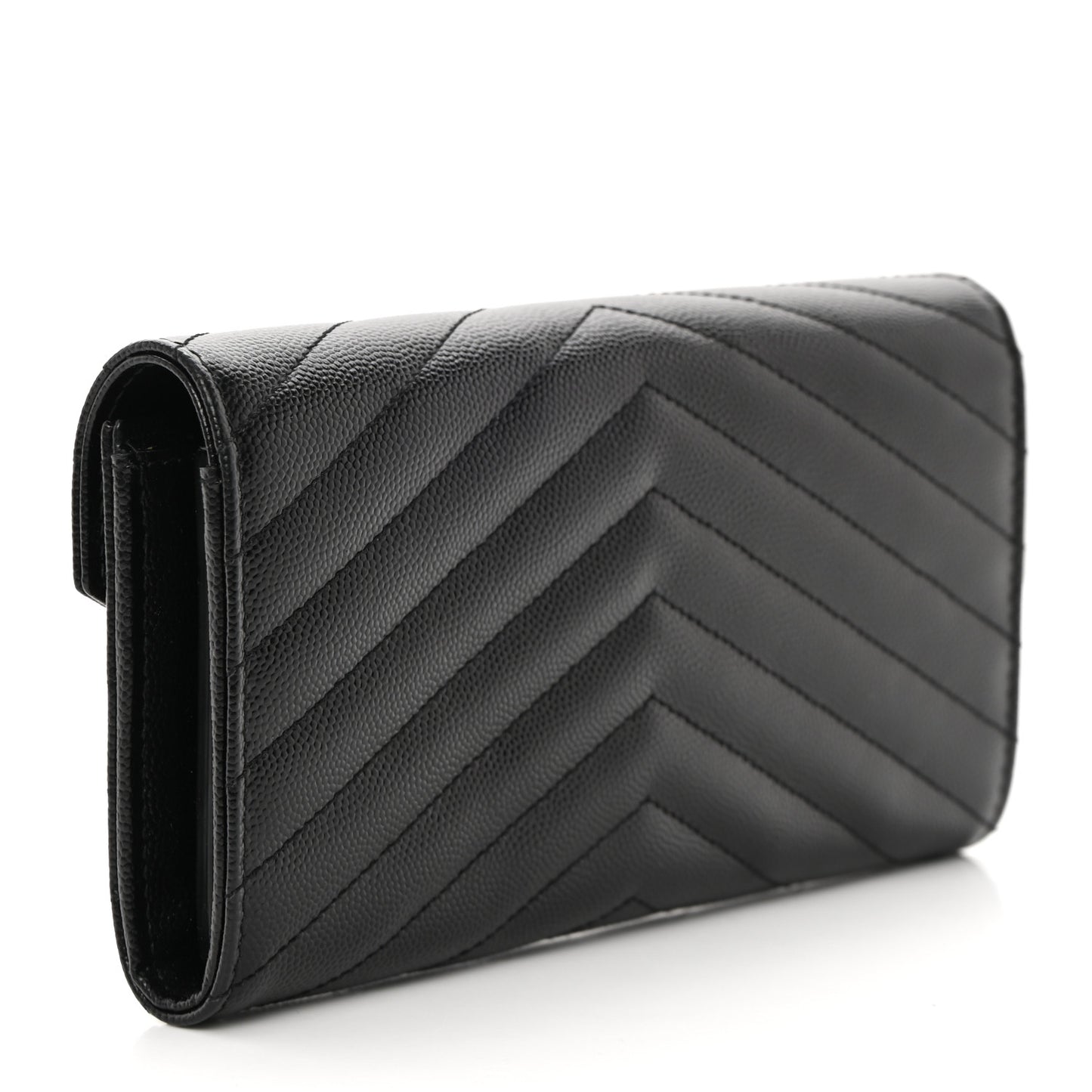 Grain De Poudre Matelasse Chevron Monogram Flap Wallet Black