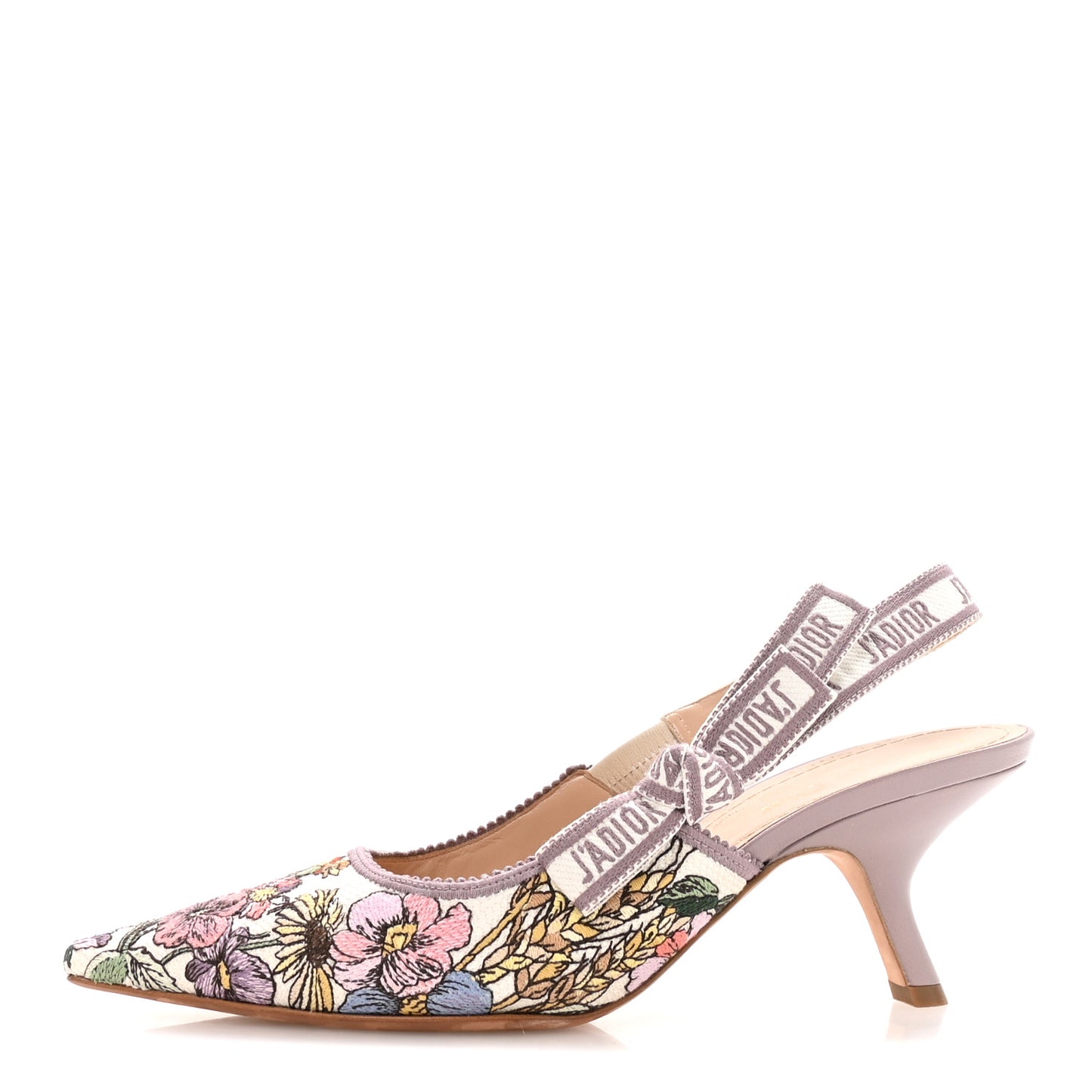 Canvas Embroidered 4 Saisons Embroidered J'Adior Slingback Pumps 39 Lilac Multicolor
