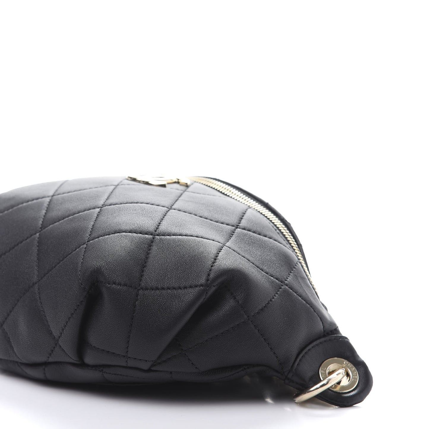 Lambskin Quilted Waist Belt Bag Black
