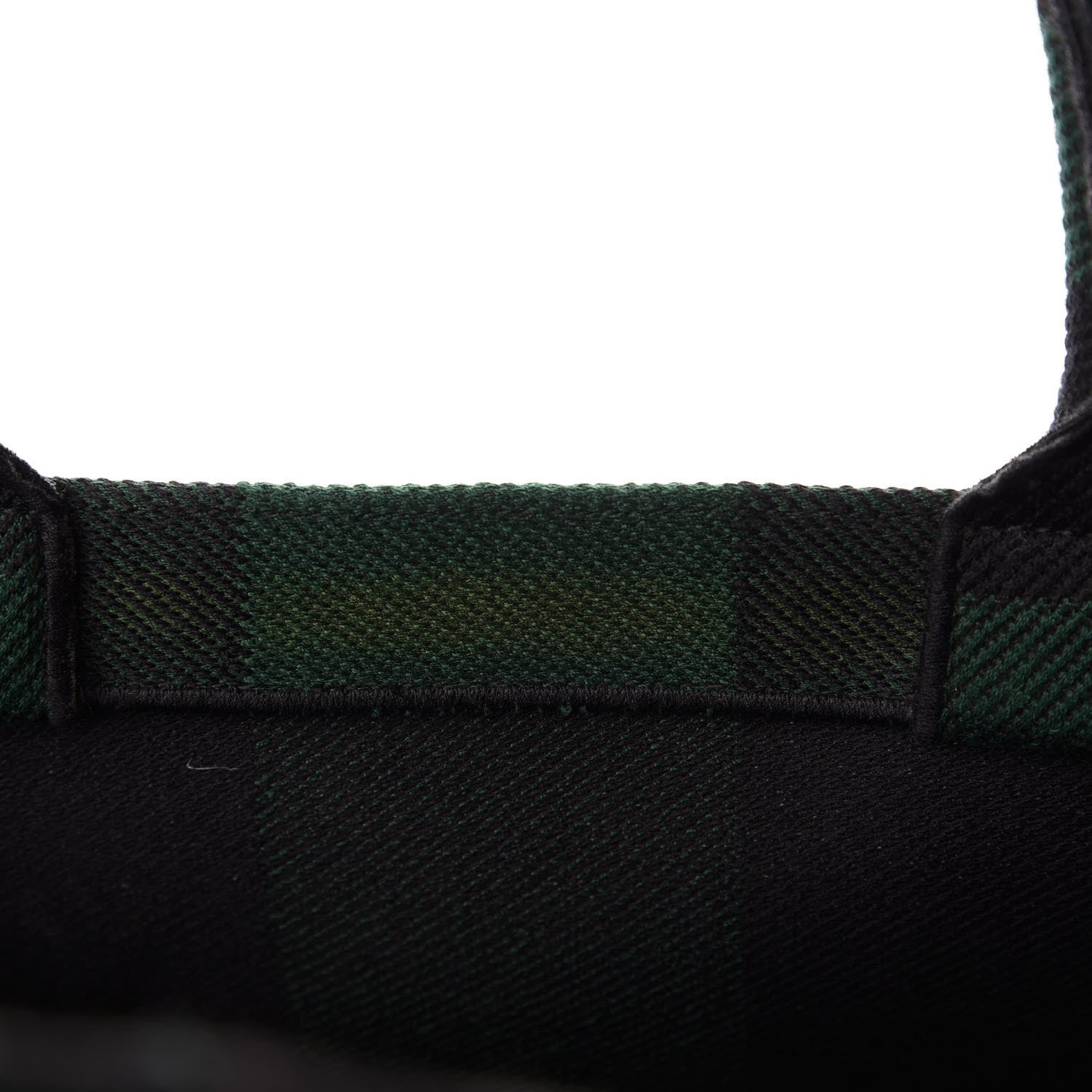 Christian Dior Canvas Embroidered Checkered Book Tote Black Green 14 of 15