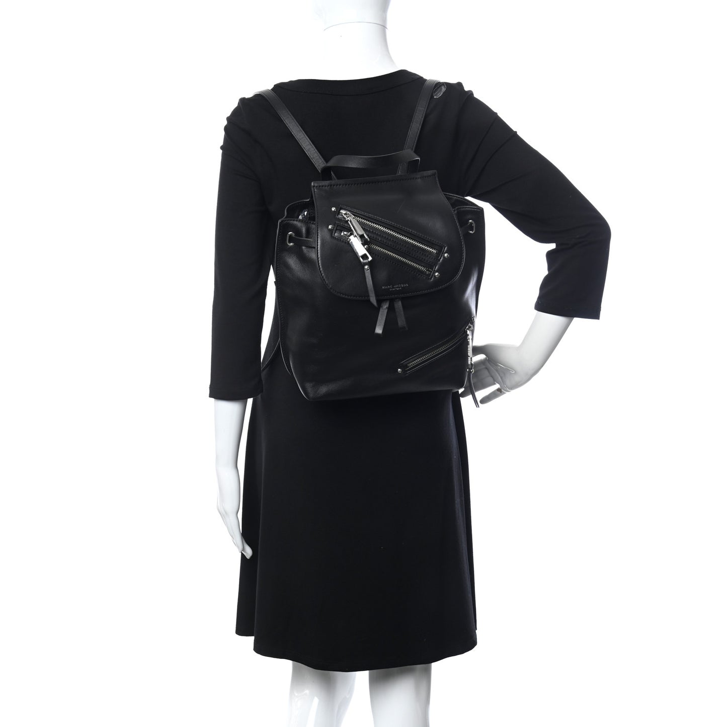 Lambskin Mid Zip Backpack Black