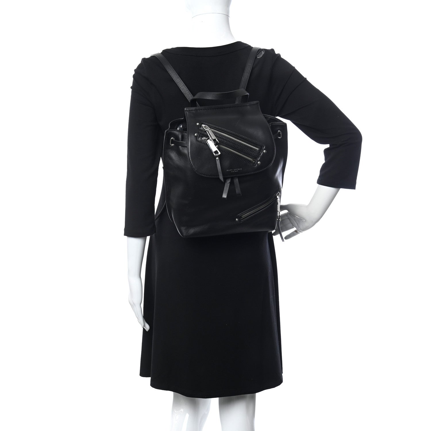 Marc Jacobs Lambskin Mid Zip Backpack Black 2 of 10