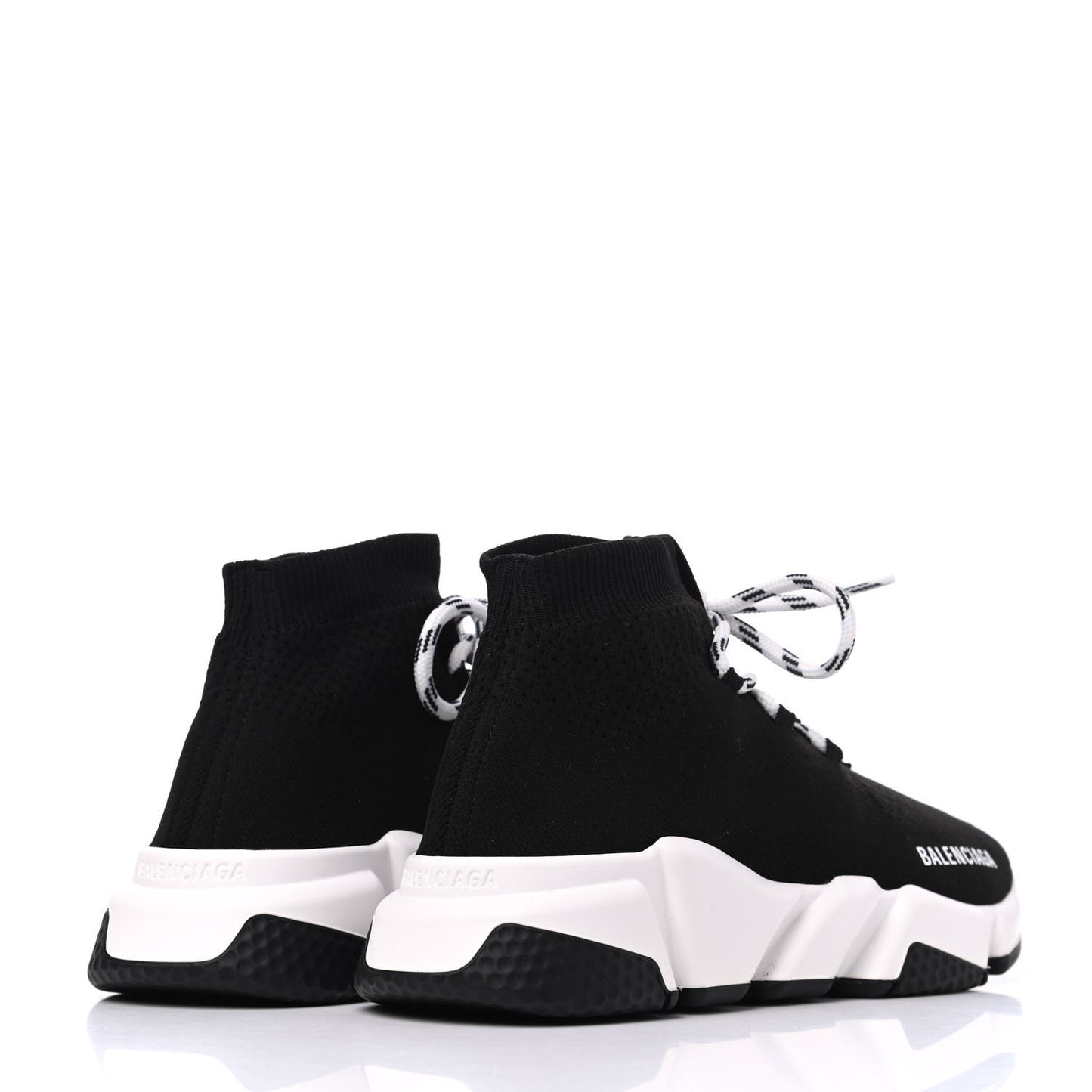Recycled Knit Bi-Color Sole Womens Speed Lace Up Sneakers 36 Black White