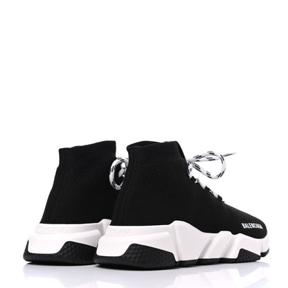 Balenciaga Recycled Knit Bi-Color Sole Womens Speed Lace Up Sneakers 36 Black White 4 of 8