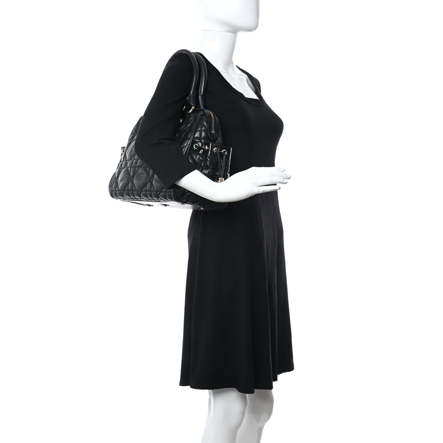 Lambskin Cannage 2 Dior Zip Top Satchel Black