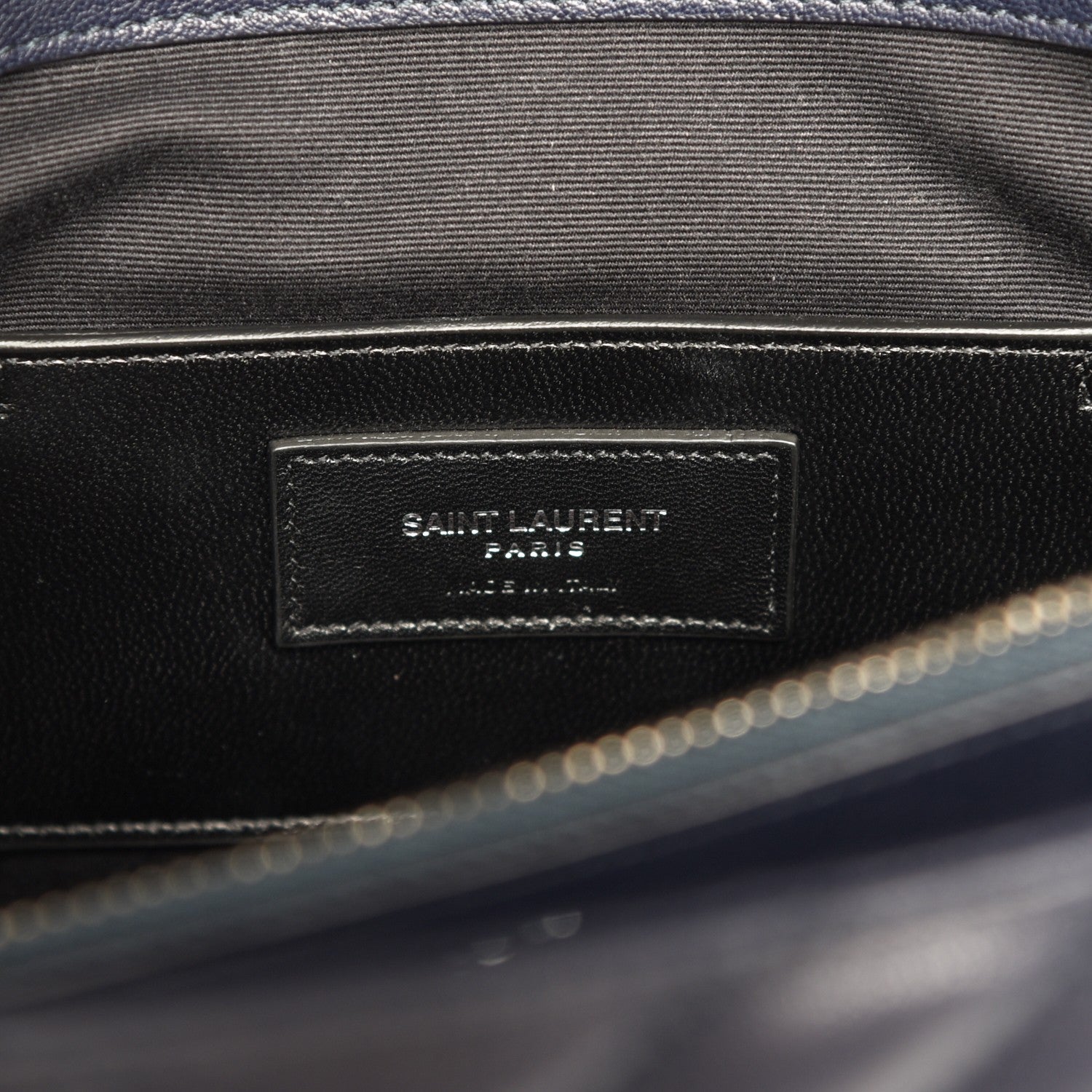 Saint Laurent Sheepskin Matelasse Chevron Monogram Large College Satchel Navy Blue 7 of 8