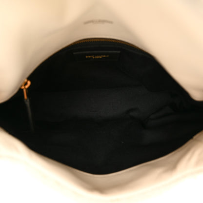 Saint Laurent Boucle Tweed Quilted Small Loulou Puffer Monogram Chain Satchel Crema Soft 5 of 9