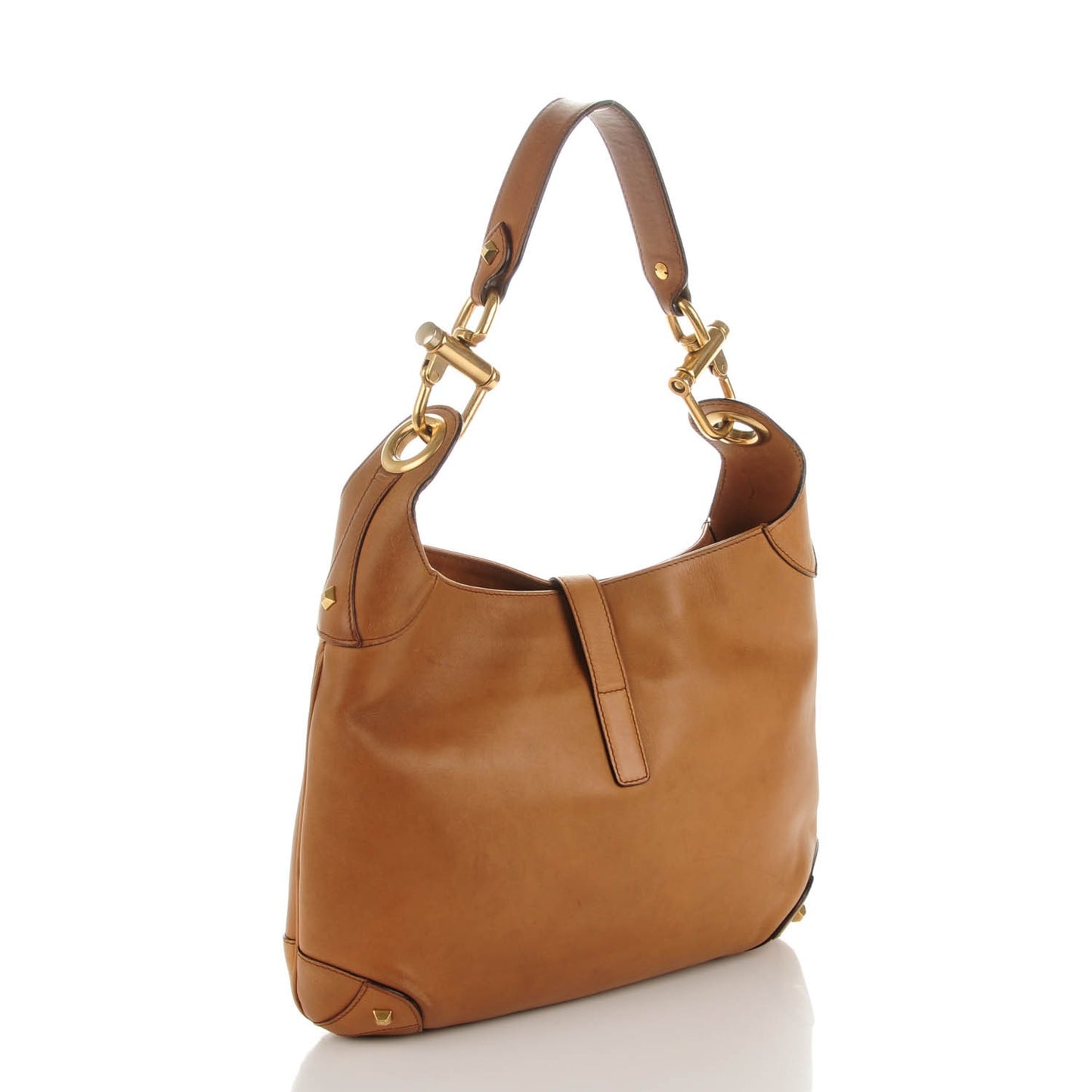 Calfskin Piston Lock Jackie O Hobo Tan