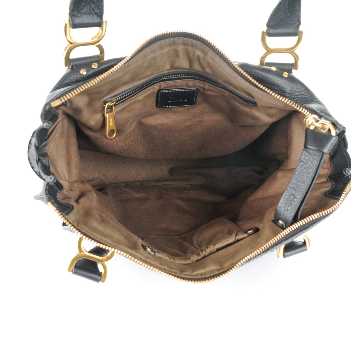Calfskin Large Marcie Satchel Black