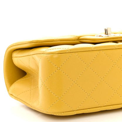 Chanel Lambskin Quilted Mini Top Handle Rectangular Flap Yellow 9 of 10