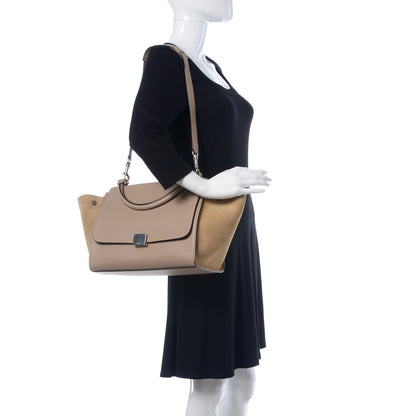 Celine Drummed Calfskin Suede Medium Trapeze Dune 2 of 8