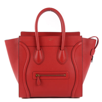 Celine Drummed Calfskin Mini Luggage Coquelicot 1 of 9