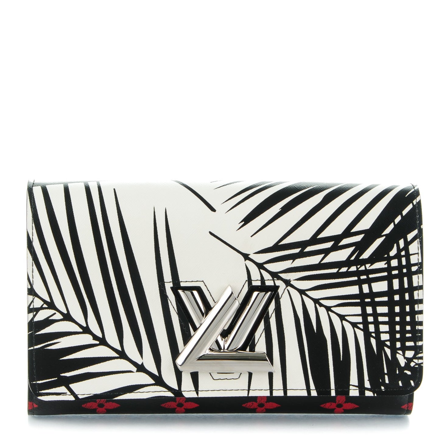 Monogram Palm Twist Chain Wallet Black White