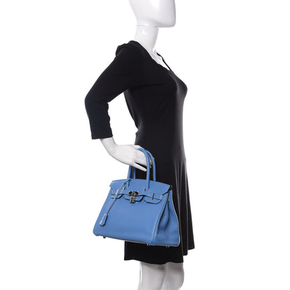 Hermes Taurillon Clemence Birkin 30 Bleu Paradis 2 of 11