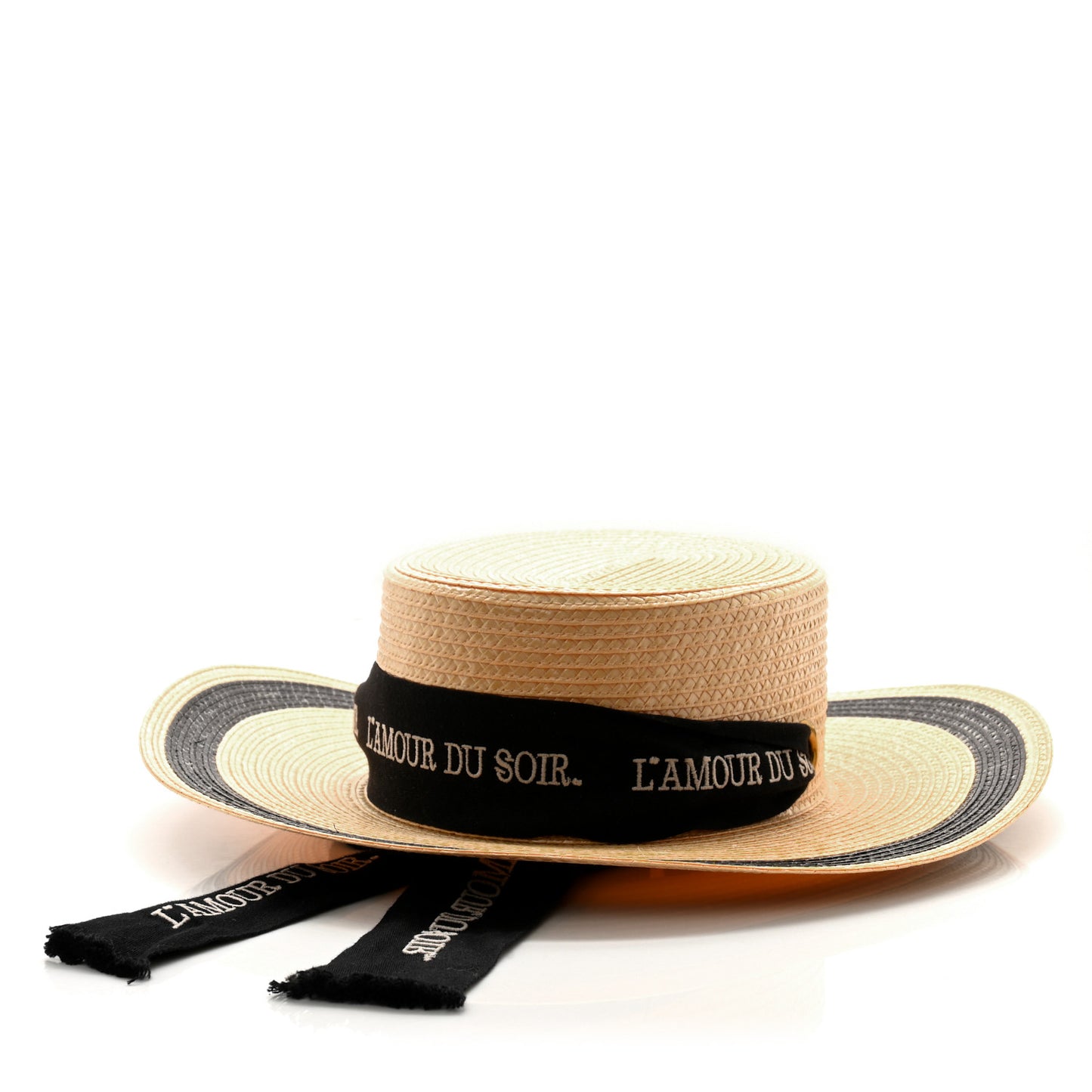 Raffia L'amour Du Soir Sun Hat S Ivory Black