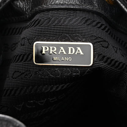 Prada Glace Calfskin Duet Logo Drawstring Shoulder Bag Black 6 of 9