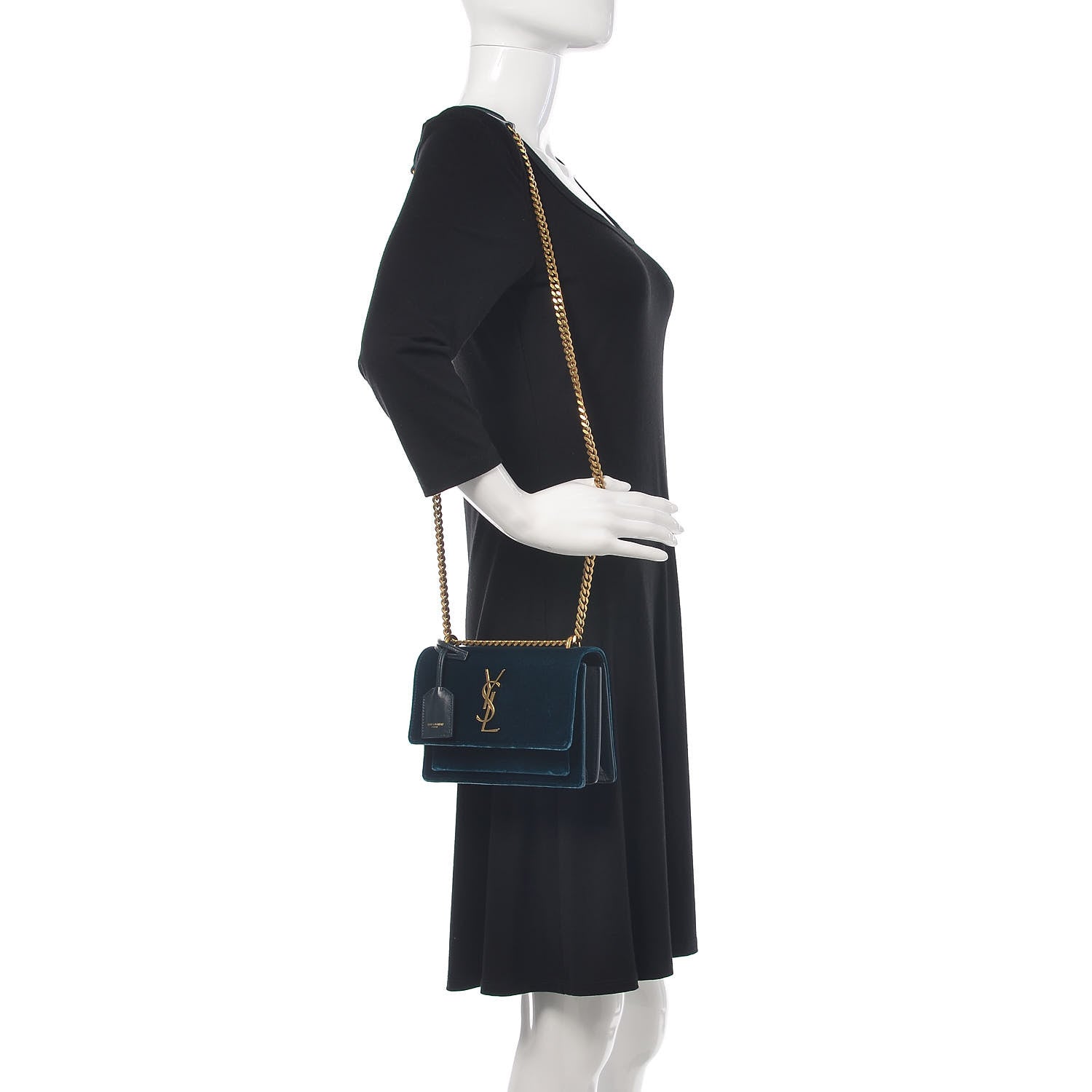 Saint Laurent Velvet Small Monogram Sunset Dark Ottanio 2 of 13
