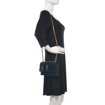 Saint Laurent Velvet Small Monogram Sunset Dark Ottanio 2 of 13