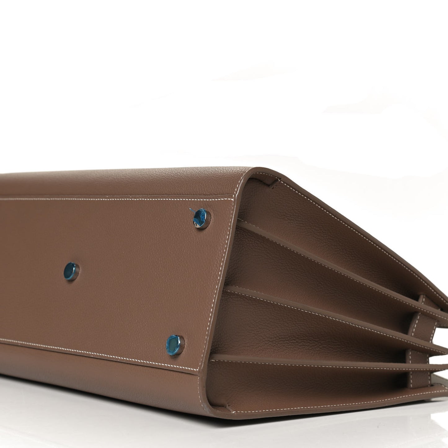 Grained Calfskin Topstitch Small Classic Sac De Jour Taupe