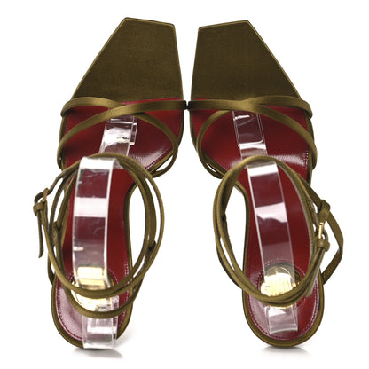 Saint Laurent Crepe Satin Opyum 110 Sandals 38.5 Cuba Gold 2 of 9