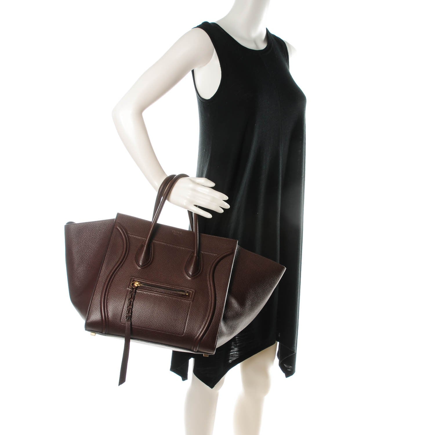 Celine Shiny Grained Calfskin Medium Phantom Luggage Brown 2 of 7