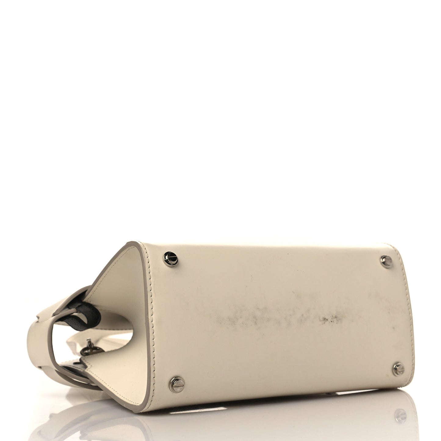 Smooth Calfskin Mini Horizon Satchel Off White