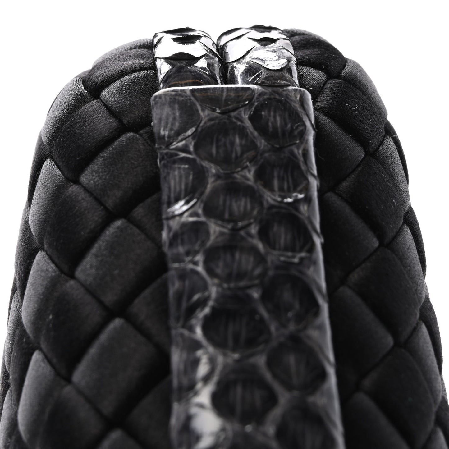 Satin Ayers Intrecciato Chain Knot Clutch Black