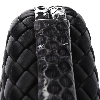 Bottega Veneta Satin Ayers Intrecciato Chain Knot Clutch Black 7 of 9