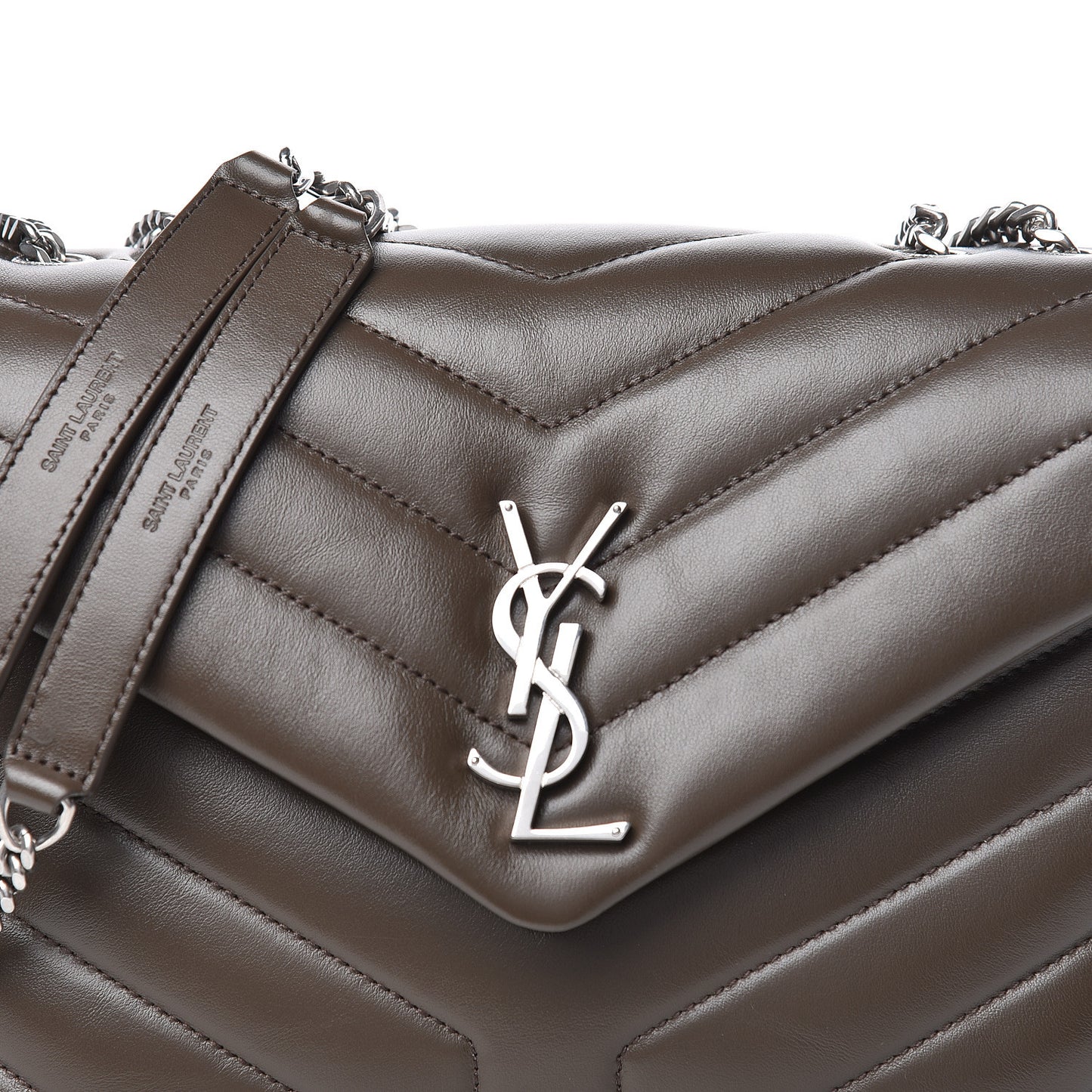 Calfskin Y Quilted Monogram Small Loulou Chain Satchel Faggio