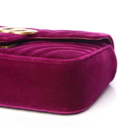 Gucci Velvet Matelasse Mini GG Marmont Shoulder Bag Fuchsia Violet Cyclamen 10 of 11