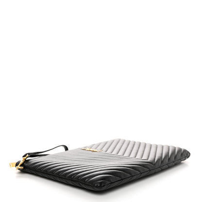 Saint Laurent Calfskin Matelasse Monogram Cassandre Tablet Pouch Black 4 of 8