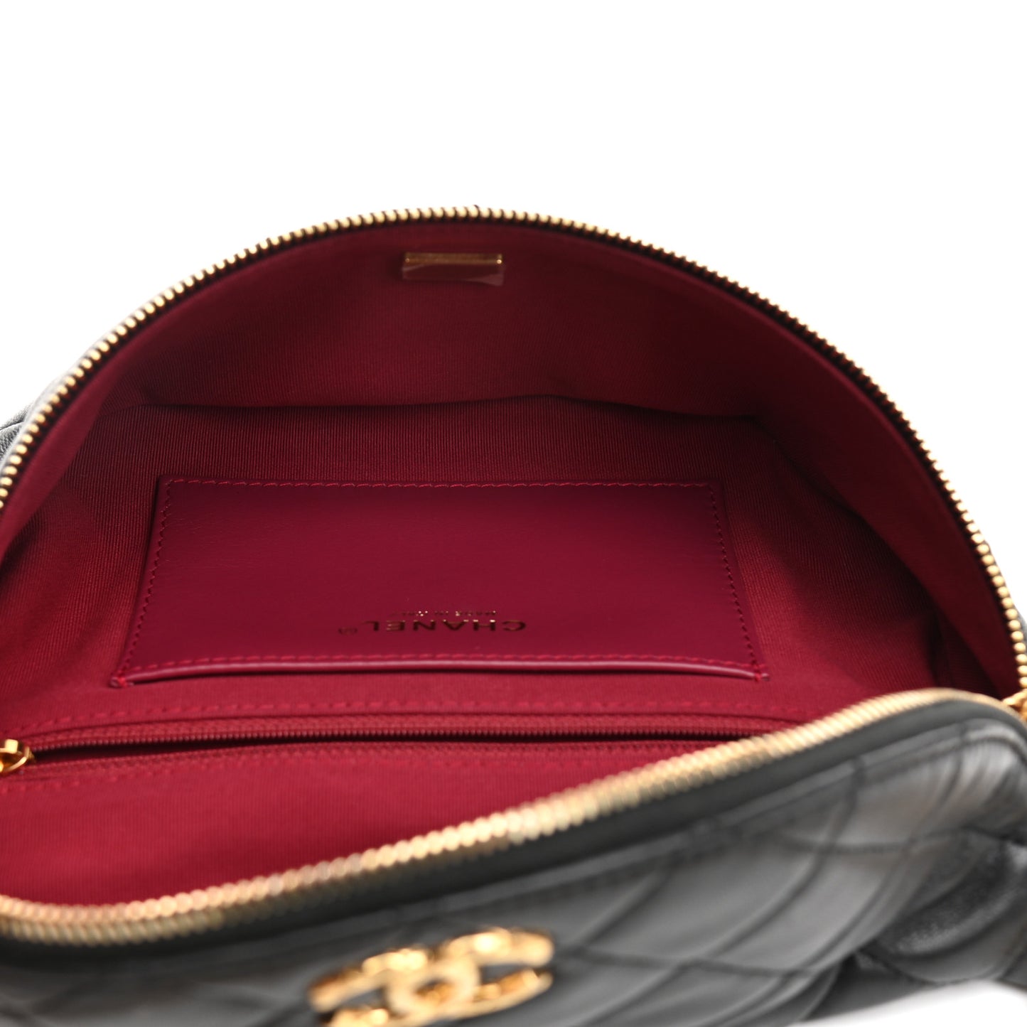 Lambskin Pearl Quilted CC Belt Bag Black