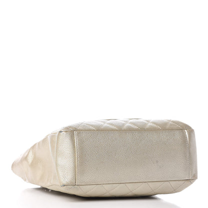 Chanel Metallic Caviar Quilted Petit Shopping Tote PST Pearl 4 of 34