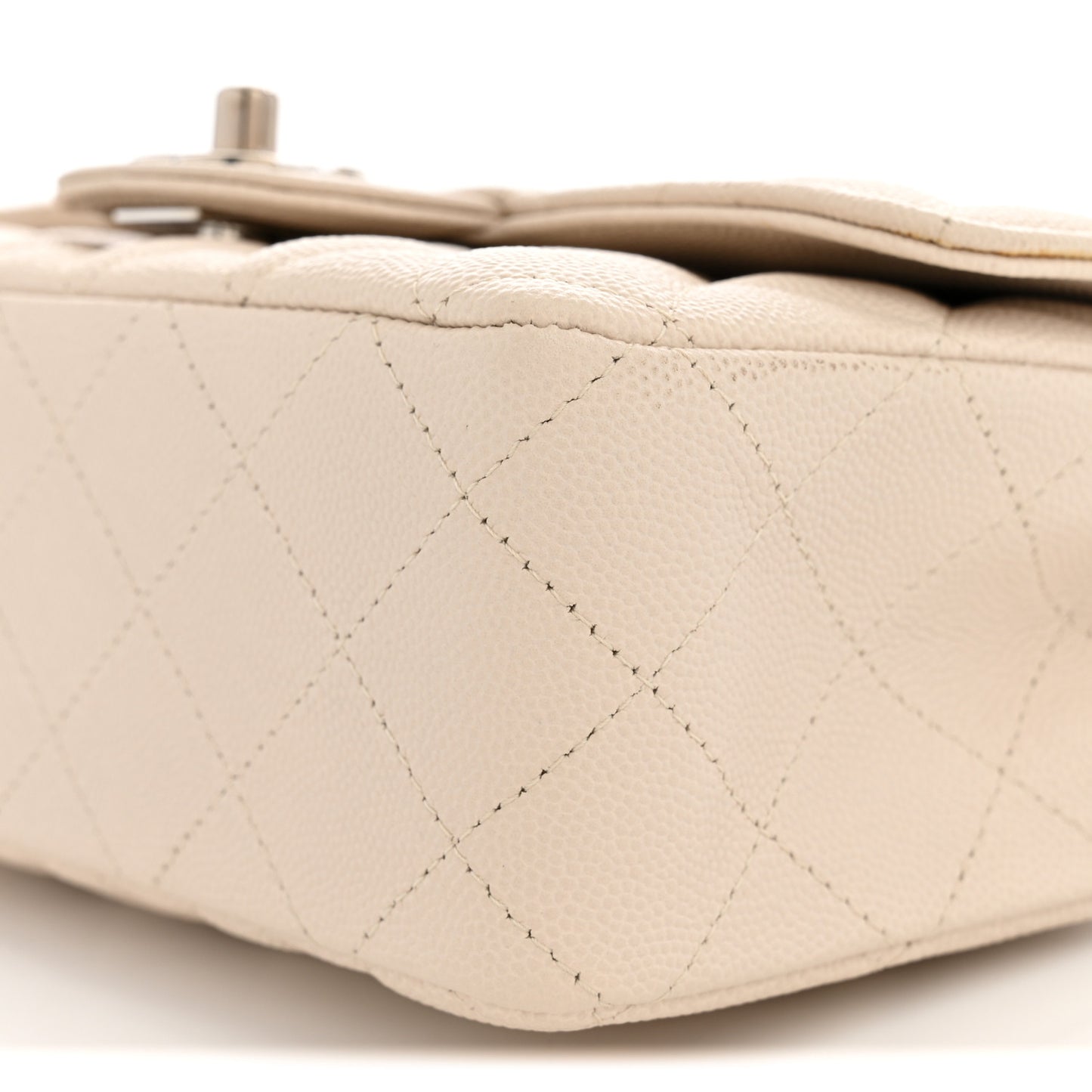Caviar Quilted Mini Rectangular Flap Light Beige
