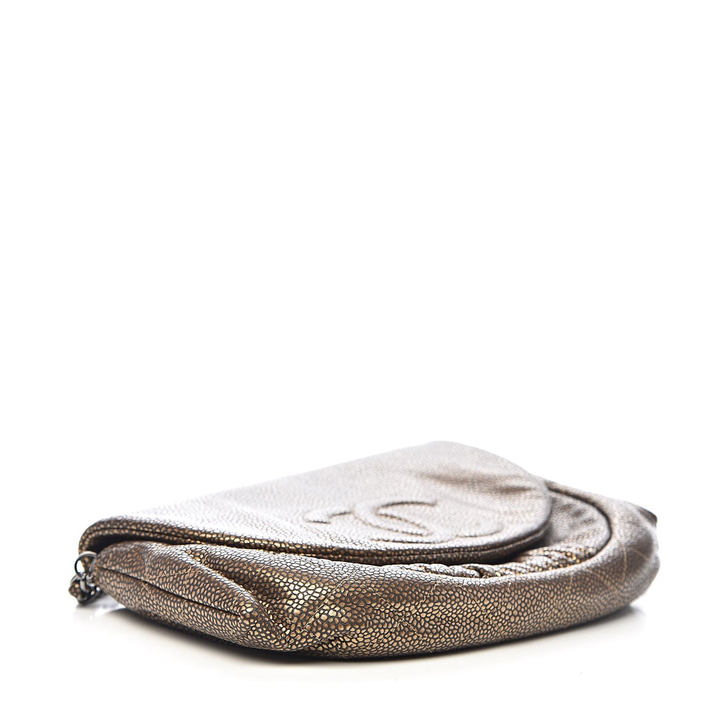 Metallic Caviar Half Moon Wallet On Chain WOC Bronze