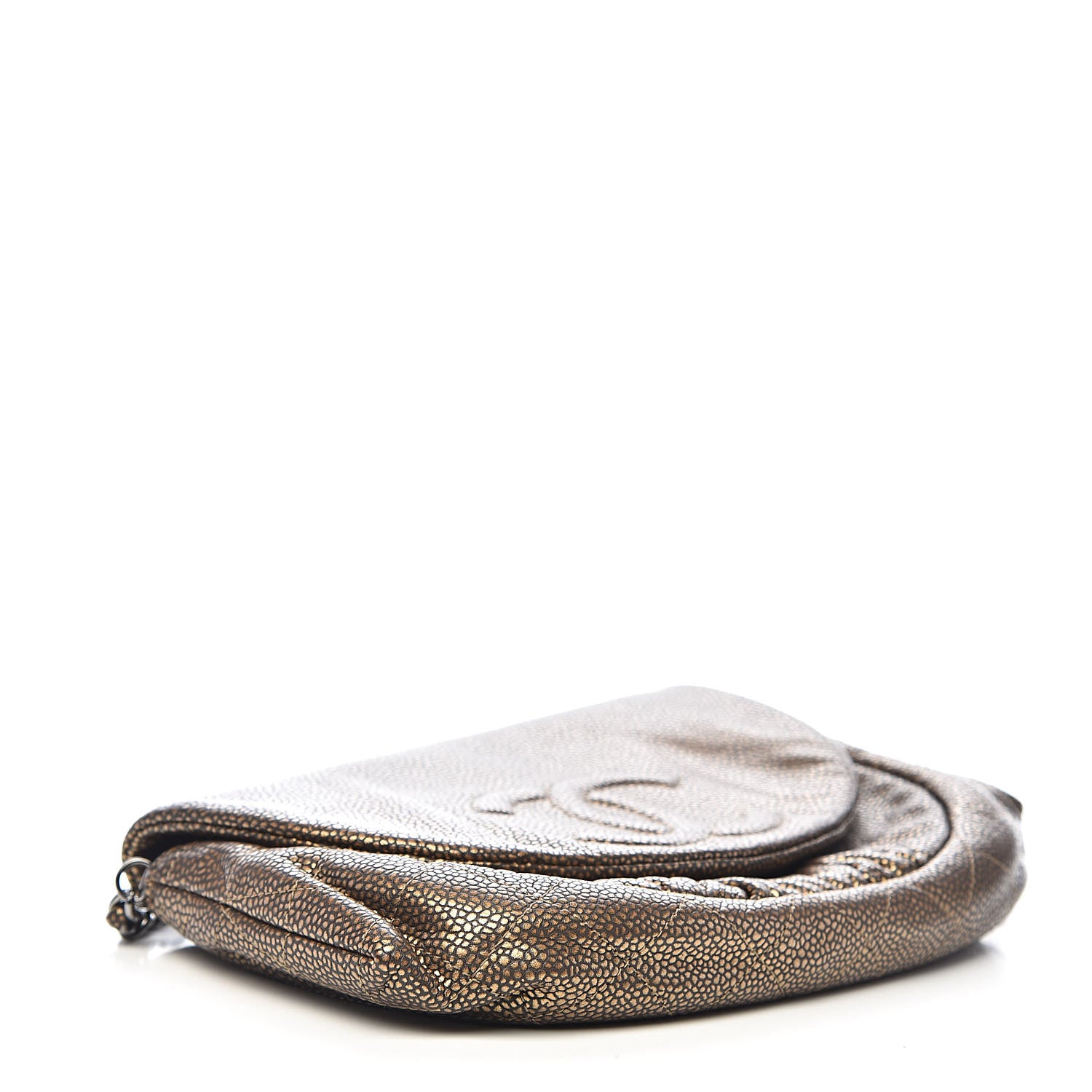 Chanel Metallic Caviar Half Moon Wallet On Chain WOC Bronze 4 of 13