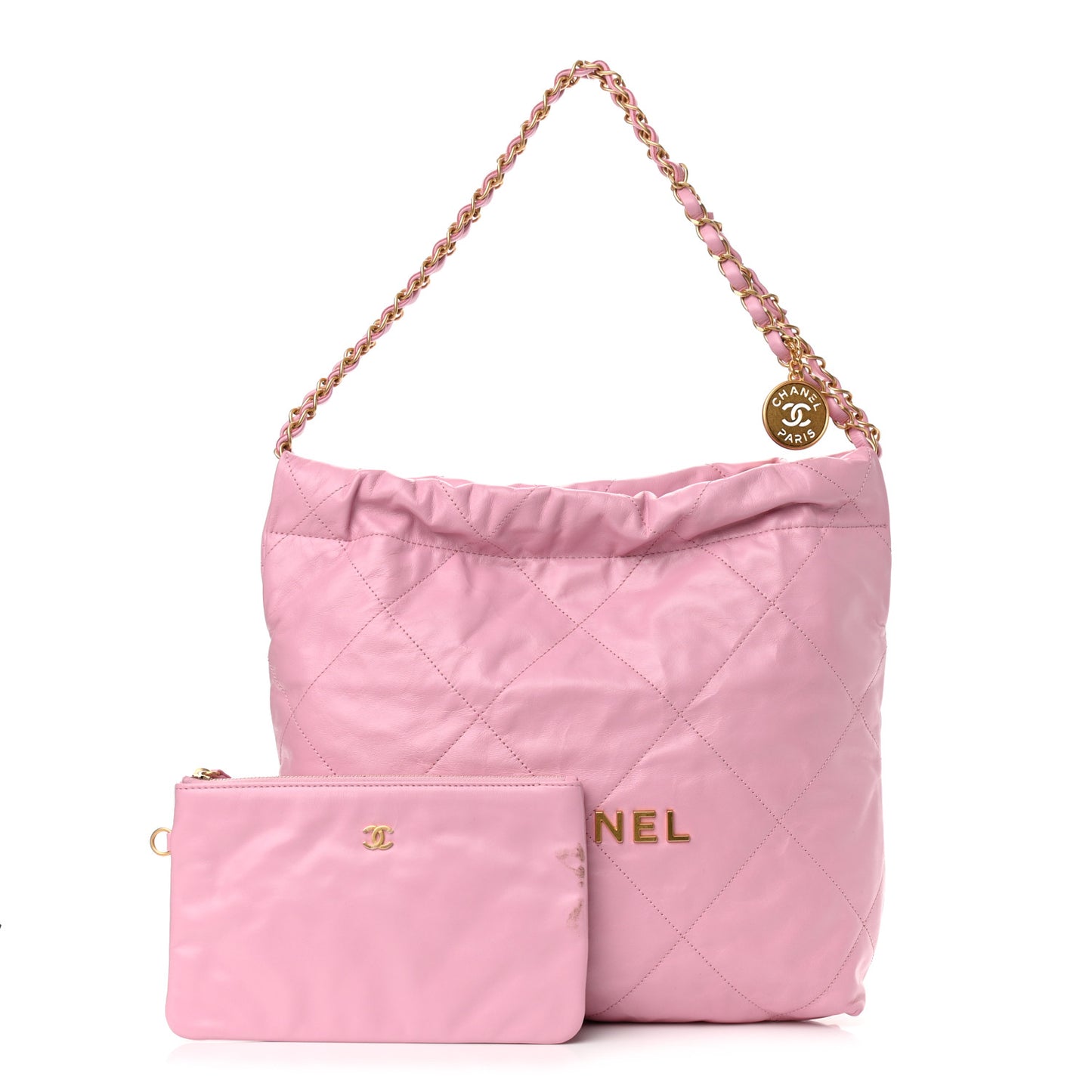 Shiny Calfskin Quilted Small Chanel 22 Pink