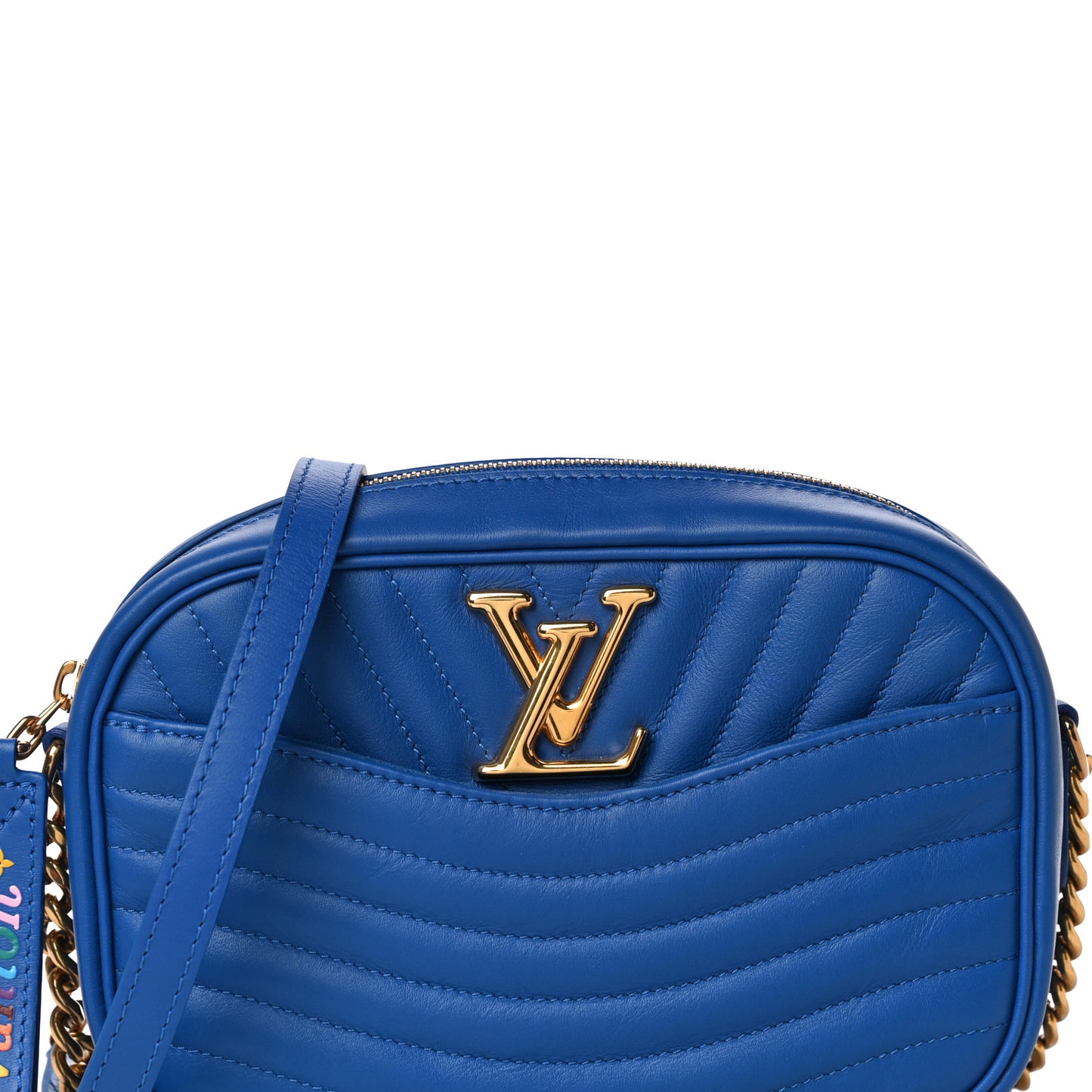 Calfskin New Wave Camera Bag Bleu Neon