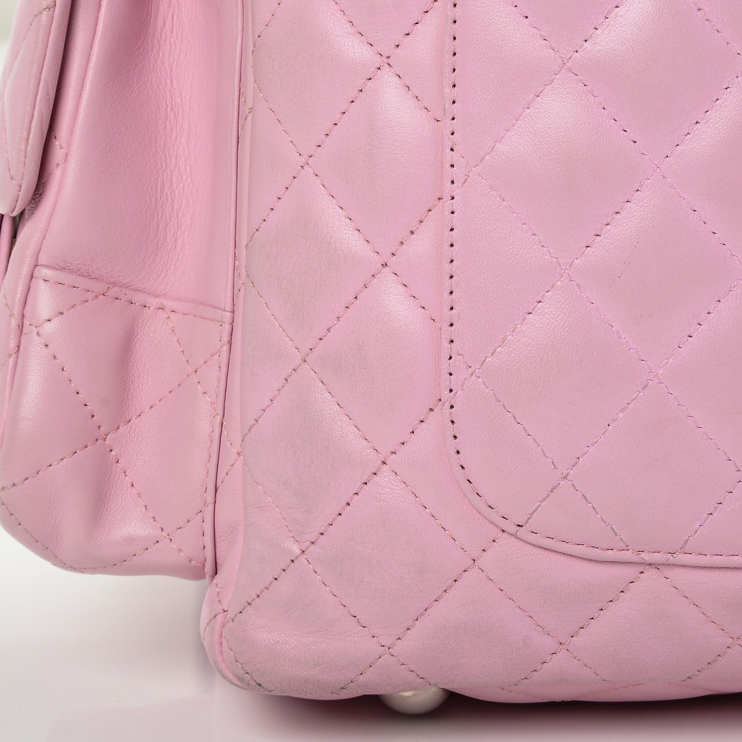 Calfskin Quilted Large Cambon Multipocket Reporter Pink Black