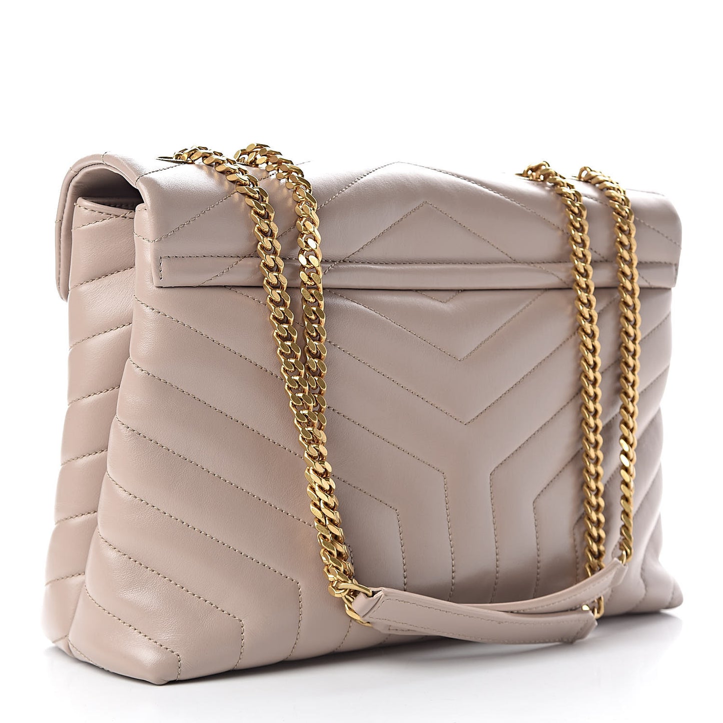 Calfskin Y Quilted Monogram Medium Loulou Chain Satchel Light Natural