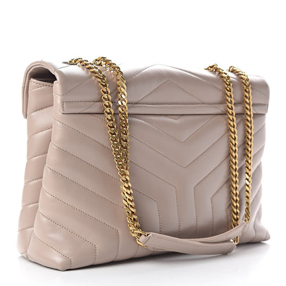 Saint Laurent Calfskin Y Quilted Monogram Medium Loulou Chain Satchel Light Natural 3 of 10
